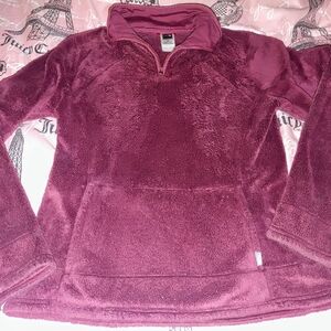 The North Face fleece burgundy pull over Large women wine maroon